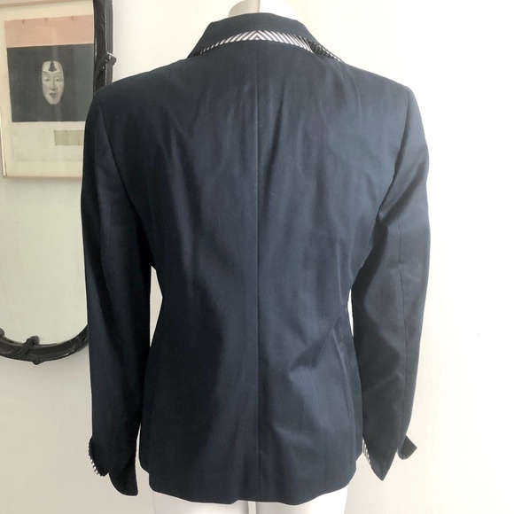 Akris Punto Navy Cotton Blazer with Belt, Vintage - Picture 3 of 7